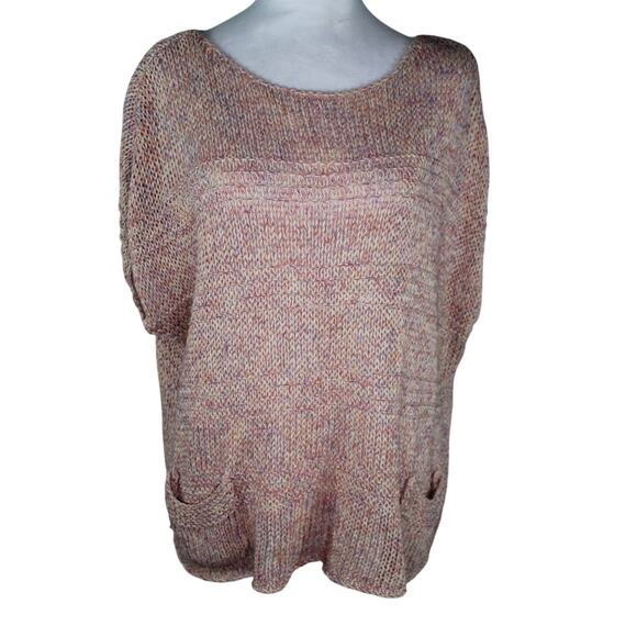 Theory Open Knit boxy blouse lagenlook small beachy coastal spring cotton silk - Picture 2 of 12